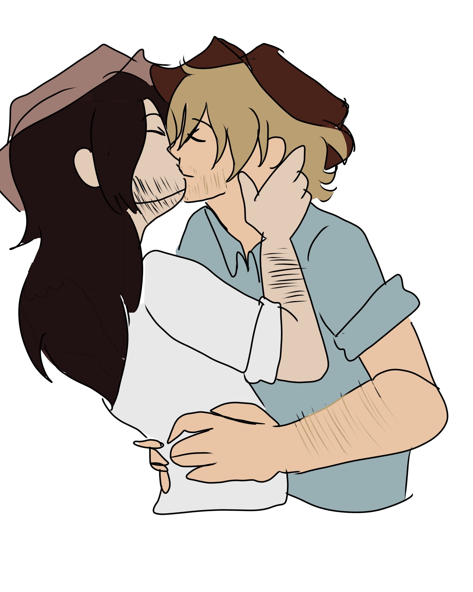 Dallas and August kissing